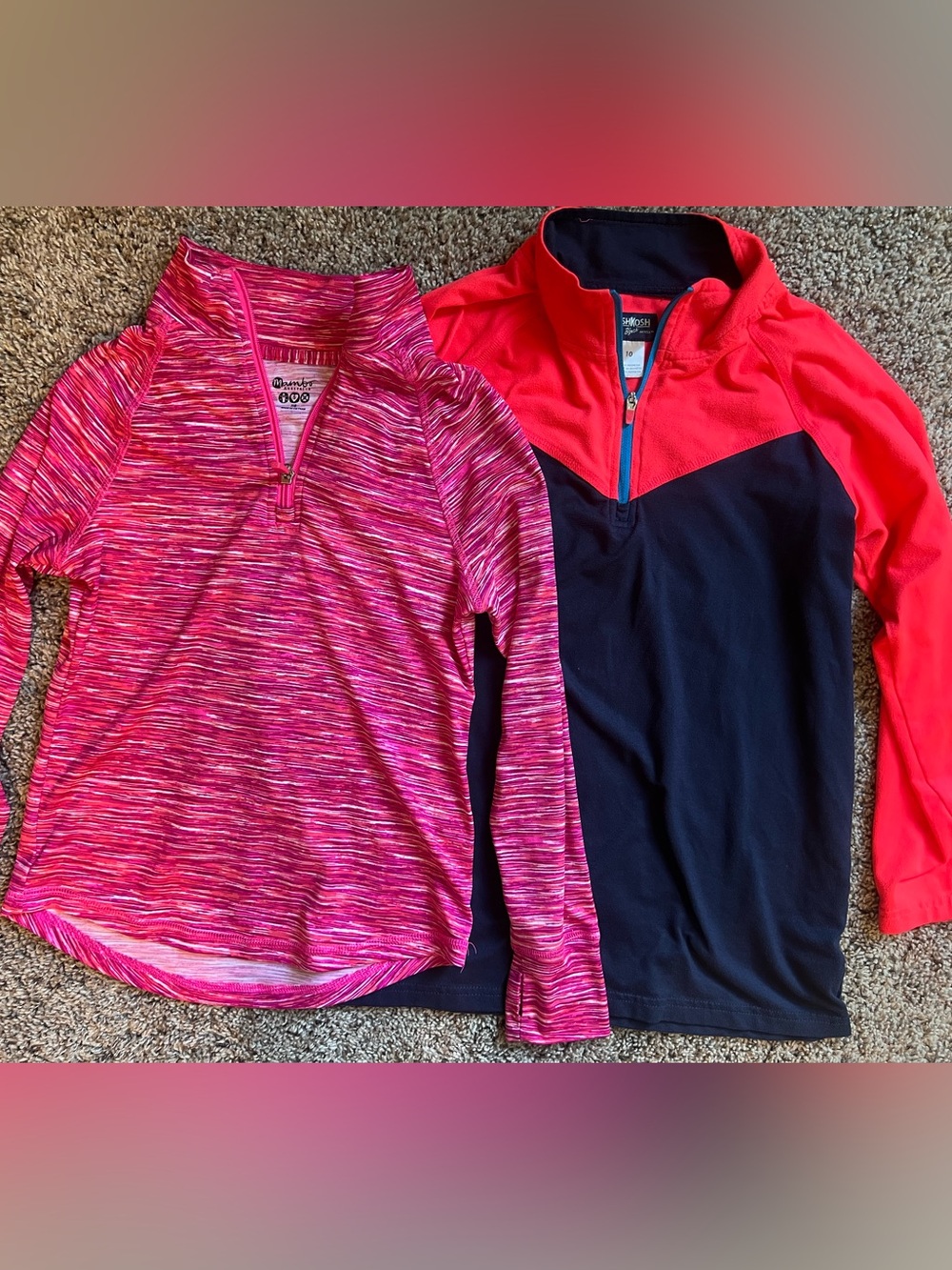 Mambo Oshkosh Girls 7/8 10 Bundle Quarter Zip Active Athletic Long Sleeve Shirts